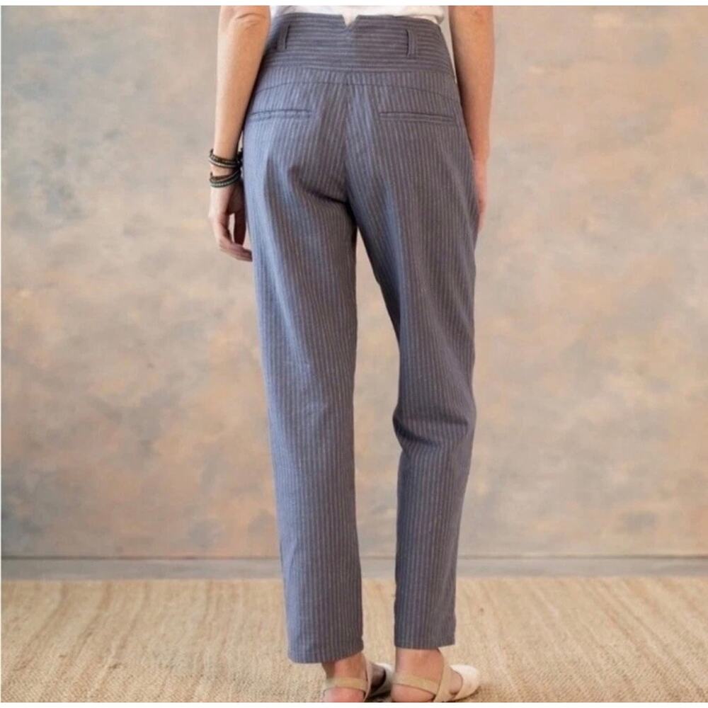 SUNDANCE NWOT Amelia Linen Blend Pinstripe Pants Size 16 Slate Blue Gray Trouser - Picture 5 of 9